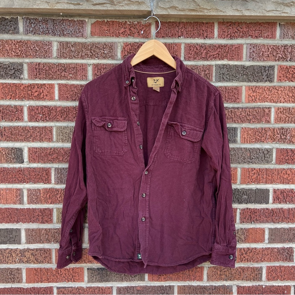 Outdoor Life Burgundy Button Down Long Sleeve Shirt